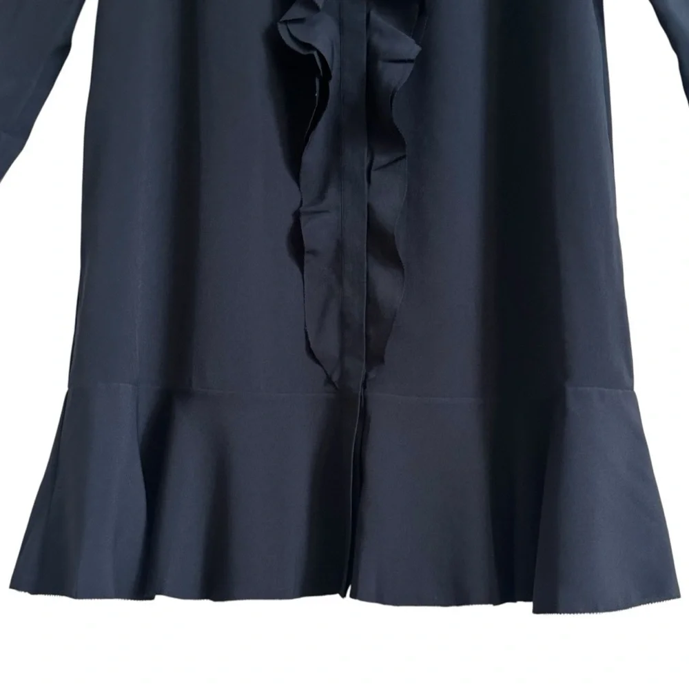 NWT TORY BURCH JANE RUFFLE NECK FLOUNCE HEM NAVY SHIFT DRESS SIZE  14